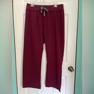 Figs burgundy high waisted livingston scrub pants LP